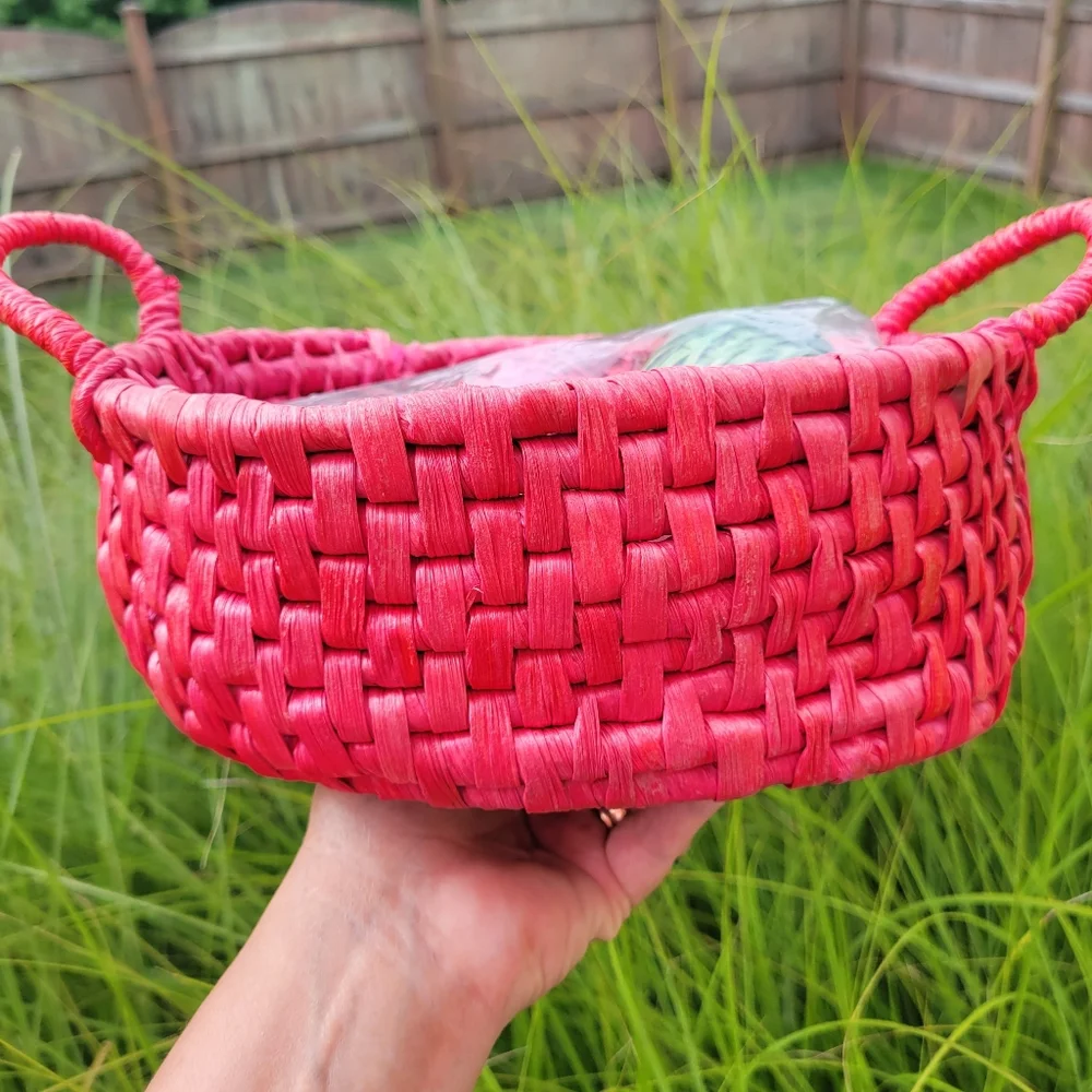 Dyed 2-Handled Basket & 6 NWT Mini Bamboo Baskets ~ Cute & Colorful!